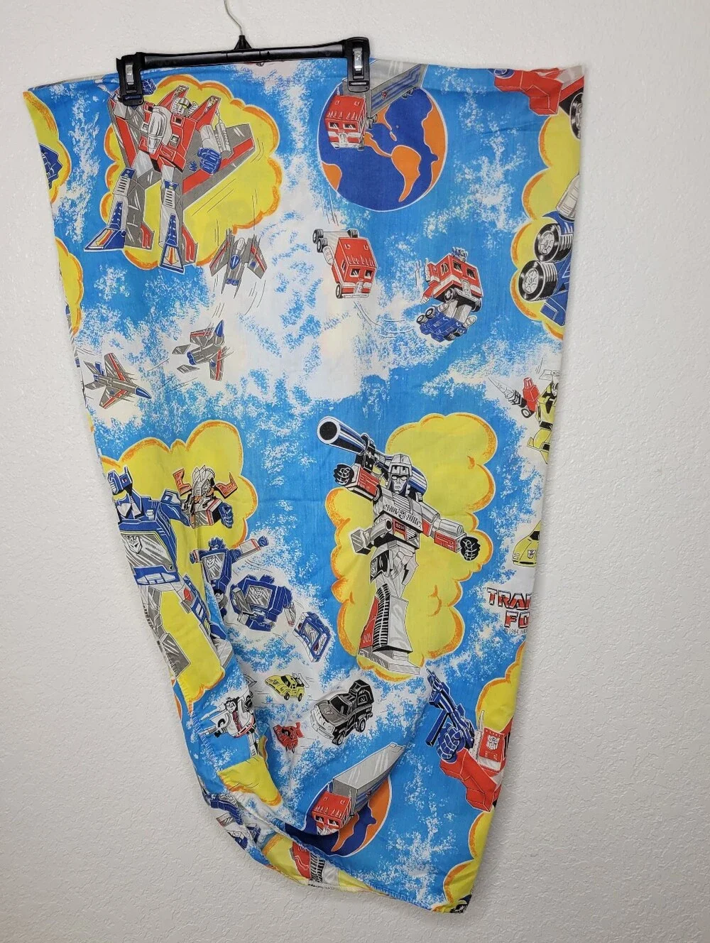 Vintage 1980s Transformers Optimus Prime Twin Bed Sheets Set Fitted & Flat Sheet